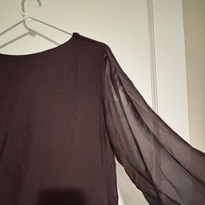 Sheer Brown Dress with 3/4 Sleeves